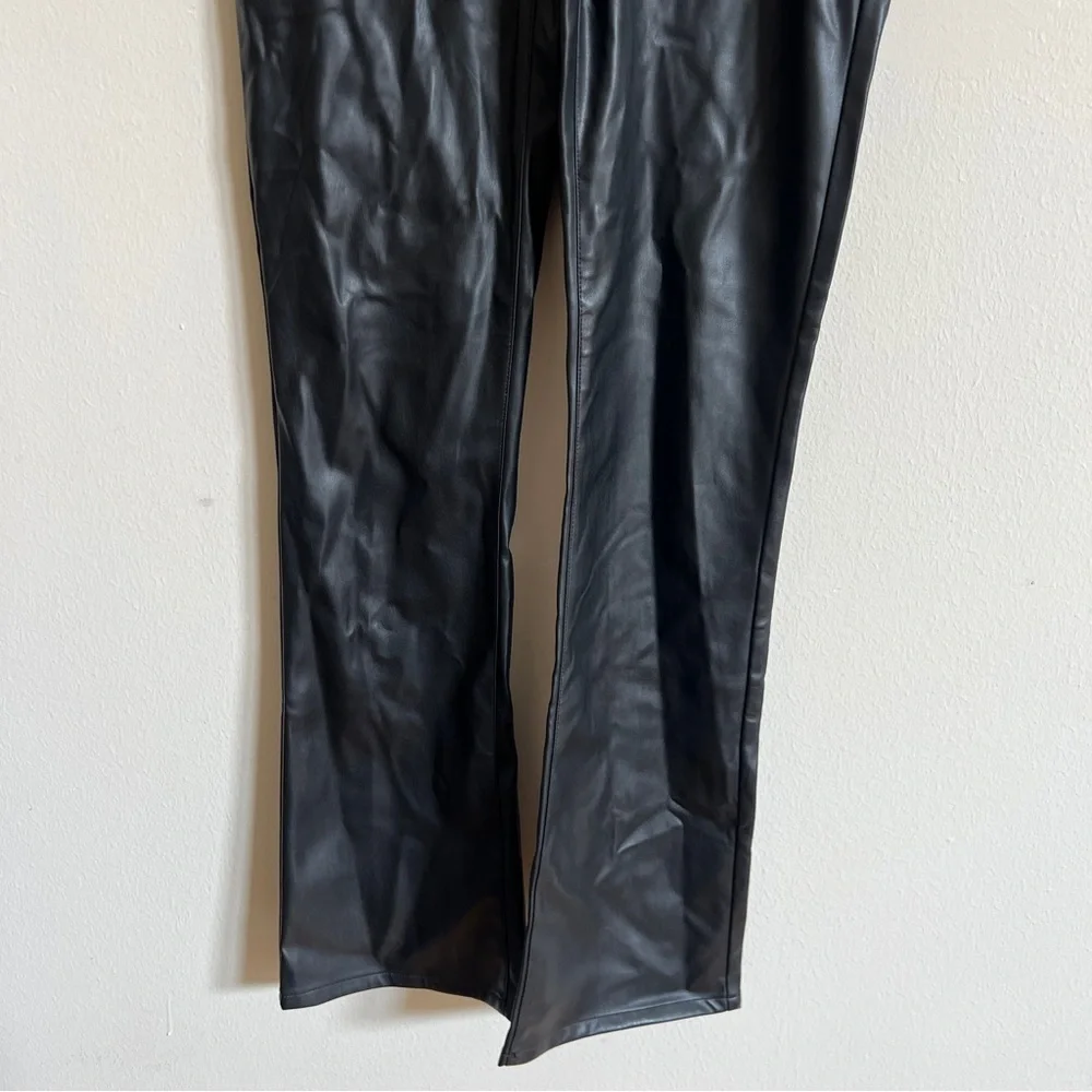 Joe's Womens Black Faux Leather High Rise Straight Leg Ankle Jeans